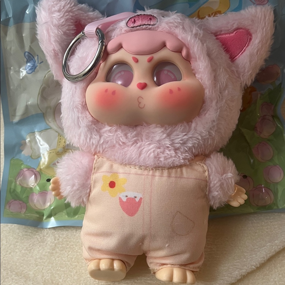 Cute Pink Plush Doll with Keychain